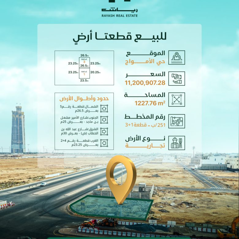 أراضي للبيع في حي الأمواج